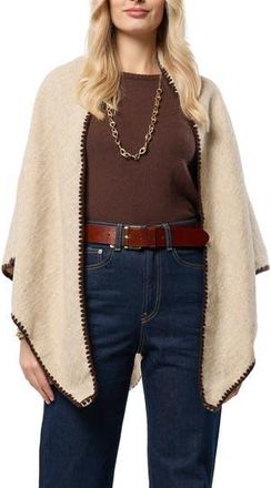 Saachi Triangle Knit Trim Shawl in Ivory at Nordstrom Rack