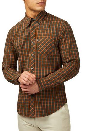 Ben Sherman Signature House Check Organic Cotton Button-Down Shirt in Orange at Nordstrom Rack, Size Small