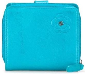 Chanel Pre-owned Wallets, female, Blue, Size: ONE SIZE Pre-owned Leather Wallet