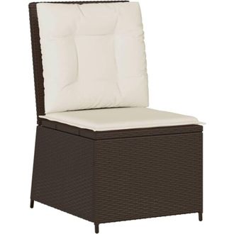vidaXL vidaXL Divano Reclinabile da Giardino con Cuscini Marrone Polyrattan