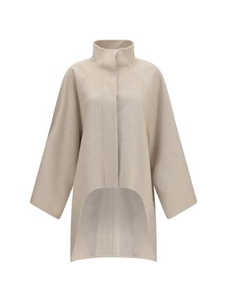 Alaia Womens Coat Double-Face Cashmere Beige