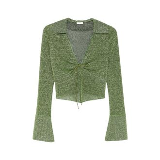 Os&eacute;ree Blouses, female, Green, Size: S Tie fastening shirt