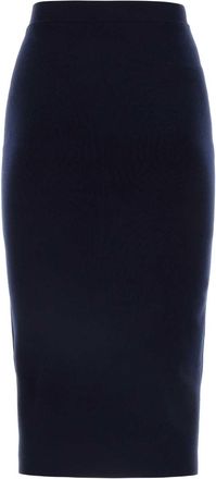 Bottega Veneta Womens Midi Skirt Navy Cashmere Nylon Elastane