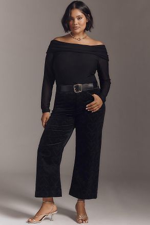 Maeve The @merricksart Colette Crop Corduroy Heart-Print Pants by Maeve