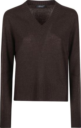 Aragona Deep V-Neck Ribbed Cashmere Sweater
