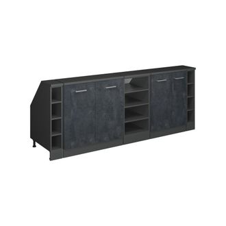 Vicco Armario De Cocina Para Techo Inclinado R-line, Hormig&oacute;n Negro, 210 Cm Lote De 5 Carcasas De Armario 60 Cm De Profundidad, Vicco