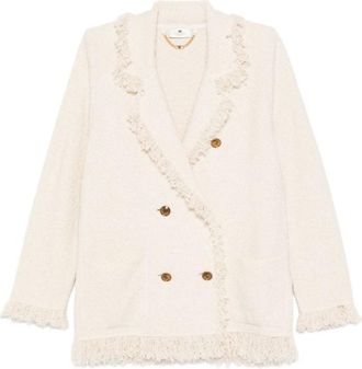Elisabetta Franchi Off White Shawl Lapel Blazer