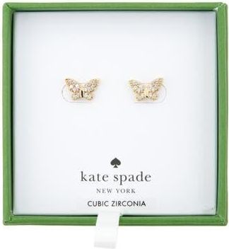 Kate Spade New York pav&eacute; cubic zirconia butterfly stud earrings in Clear /Gold at Nordstrom Rack