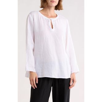 Eileen Fisher Princess Sleeve Linen Top in White at Nordstrom Rack, Size Xx-Small