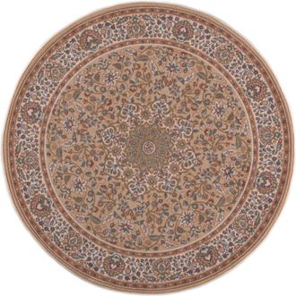 THEKO Alfombra oriental floral tejida a máquina en lana natural