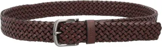 BOSS Braided Leather Silver Metal Buckle Belt