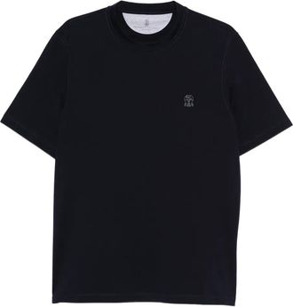 Brunello Cucinelli T-shirt girocollo con logo - Blu
