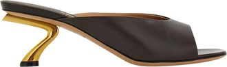 Ferragamo Heeled Mules, female, Brown, Size: 10 1/2 US Leather Sandals