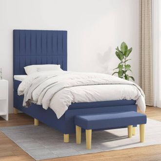 vidaXL Vidaxl - Cama Box Spring Con Colch&oacute;n Tela Azul 90x190 Cm