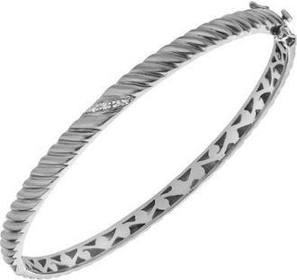 LuvMyJewelry Twisted Radiance 0.03 Ct Diamond Bangle in 925 Sterling Silver at Nordstrom