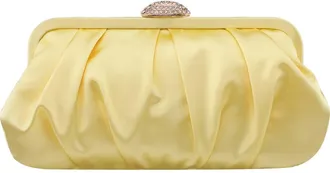 Nina Concord Pleated Satin Frame Clutch in Butter Cream at Nordstrom