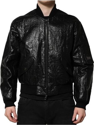 Dolce & Gabbana Zwarte Logo Plaque Bomber Jas - Heren - Bomber jackets - Zwart - S - Jassen