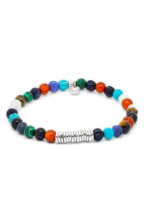 Tateossian Mens Discs Beaded Stretch Bracelet in Multi Coloured at Nordstrom, Size Medium