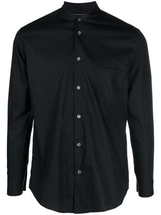 Tintoria Mattei band-collar cotton shirt - Black
