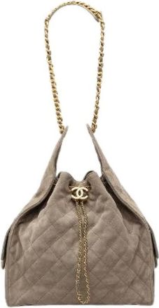 Chanel Bolso de hombro Pre-owned Coco Mark Suede - Pre-owned - Mujer - Beige - ONE SIZE