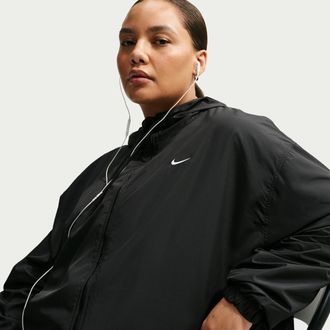Nike Womens Nike Sportswear Loose UV Hooded Jacket (Plus Size) in Black | IU8329-010