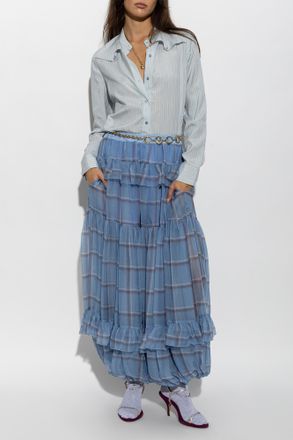 Chlo&eacute; Striped Silk Shirt, Womens, Blue