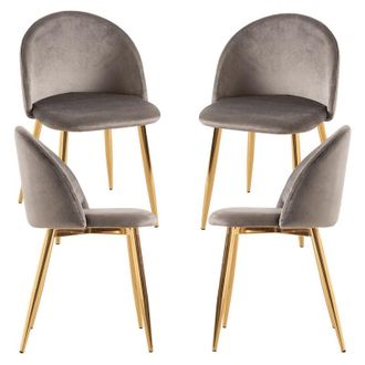 Regalos Miguel Packs Sillas Comedor - Pack 4 Sillas Vint Terciopelo Golden - Gris Claro