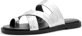 Marc Fisher Genella Womens Dress Sandals Silver Leather : 9.5 M