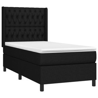 vidaXL Vidaxl - Cama Box Spring Colch&oacute;n Y Luces Led Tela Negro 90x190 Cm