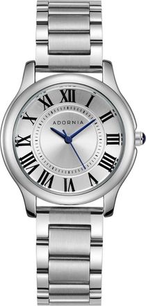 Adornia Silver Classic Watch with White Face