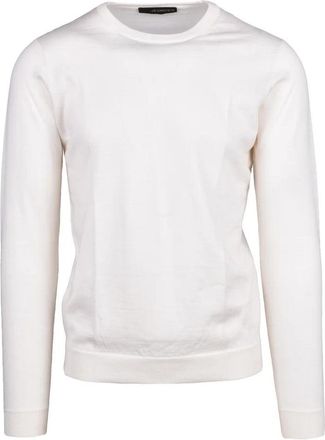 Jeordie's White Merino Wool Mens Crewneck Sweater