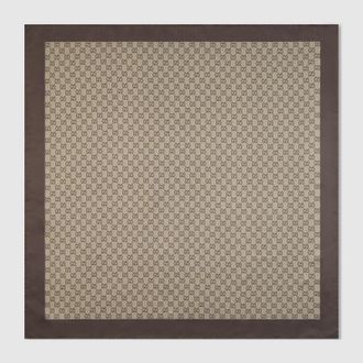 Gucci Printed Silk Twill Carr&eacute;, Beige, Silk