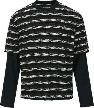 Andersson Bell stripe layered sweater - unisex - Acrylic/Polyester/Wool/Nylon/Cotton - M - Black