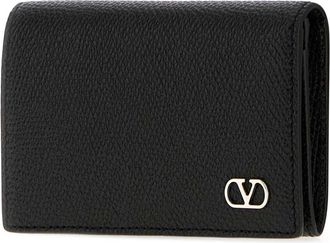 Valentino Garavani Mens Holder Card Case Black Leather Wallet