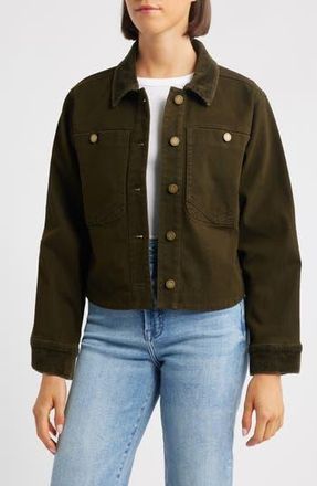 Wit & Wisdom Corduroy Collar Denim Jacket in Winter Moss at Nordstrom Rack, Size X-Small