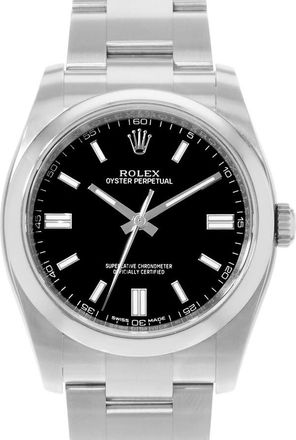 Rolex Pre-owned Rolex Oyster Perpetual 36 Automatic Chronometer Black Dial Mens Watch 116000 BKSO