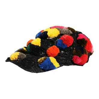 Dolce & Gabbana Caps, female, Multicolor, Size: ONE SIZE Pom Poms Sequin Embellishment Hat
