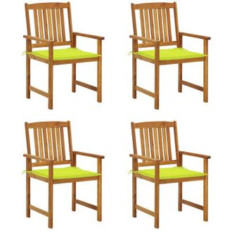 vidaXL Sillas De Jard&iacute;n Con Almohadillas 4 Pcs Acacia Madera