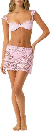 PQ Swim Maycee Lace Cover-Up Skirt in Rose at Nordstrom, Size Medium