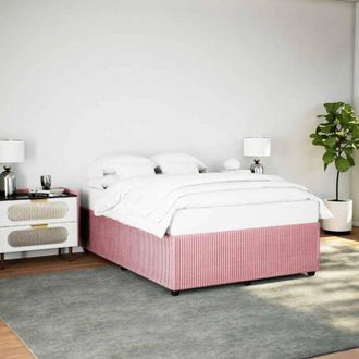 vidaXL Bed Frame without Mattress Pink 140x190 cm Velvet Vidaxl