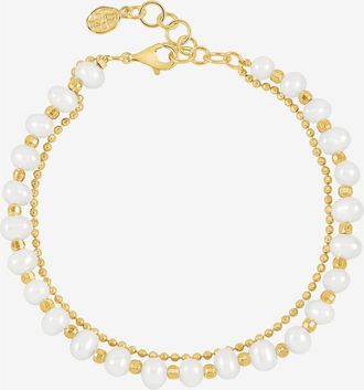Dower & Hall White Freshwater Timeless Pearl Bracelet in Yellow Gold Vermeil at Nordstrom, Size 8