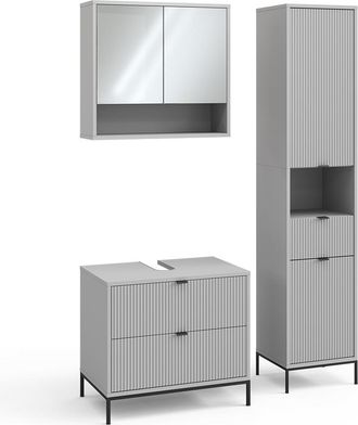 Vicco Juego De Muebles De Ba&ntilde;o De 3 Piezas Eliza, Gris, 3 Partes, Vicco