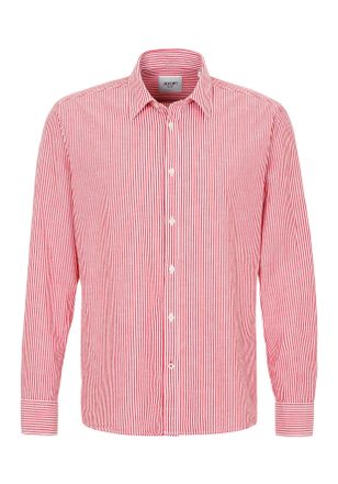 Joop Langarmhemd JOOP JEANS Hanson2-W, Herren, Gr. L, N-Gr, rot (dunkelrot), Web, Obermaterial: 90% Baumwolle, 10% Leinen, gemustert, gestreift, mehrfarbig