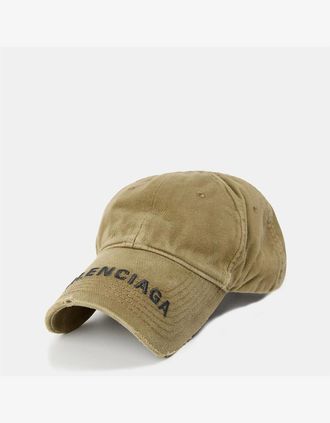 Balenciaga Mens Mens Baseball Cap - Khaki Black - Size: MEDIUM