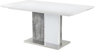 Vente-Unique Mesa de comedor extensible EREN - 6 a 8 comensales - MDF - Color: blanco y cemento