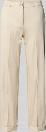 s.Oliver Black Label Slim Fit Chino aus Baumwoll-Satin in Beige, Gr&ouml;&szlig;e 34