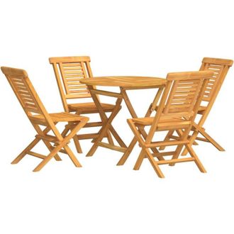 vidaXL Juego De Comedor Para Jard&iacute;n 5 Piezas Madera Maciza De Teca Vidaxl