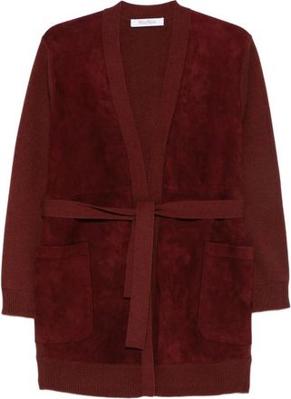 Max Mara Suede-panelled Belted Cardigan