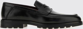 Santoni Penny Loafers in Smooth Leather with Serrated Rubber Sole