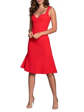 Dress The Population Sammie Fit & Flare Silouette Dress In Rouge